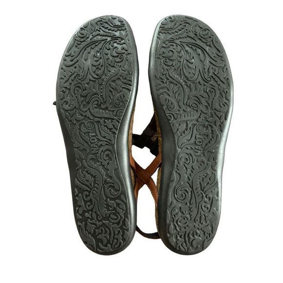 NAOT Judith Sandals Brown Black Leather Uppers Size 41 / 10 Strappy Boho Cork - Picture 5 of 6